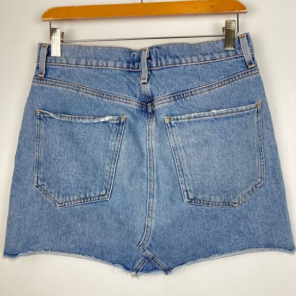 AGOLDE Quinn High-Rise Denim Mini Skirt in Devotee Button Fly Distressed Hem 29 - Picture 5 of 9
